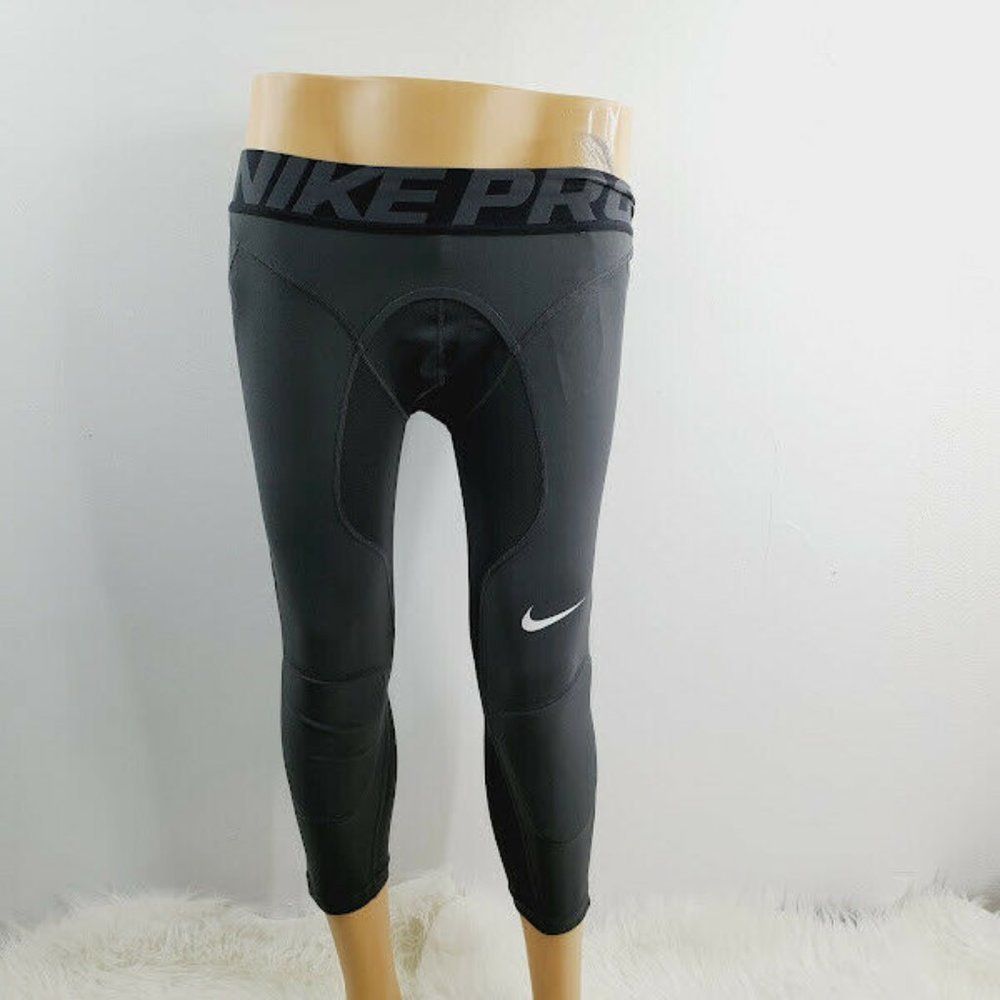 Nike Pro Mens Dark Gray Elastic Waist Pull On Compression Pants Size Small